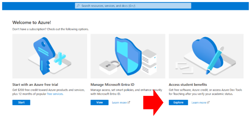 Welcome to Azure: Access student benefits