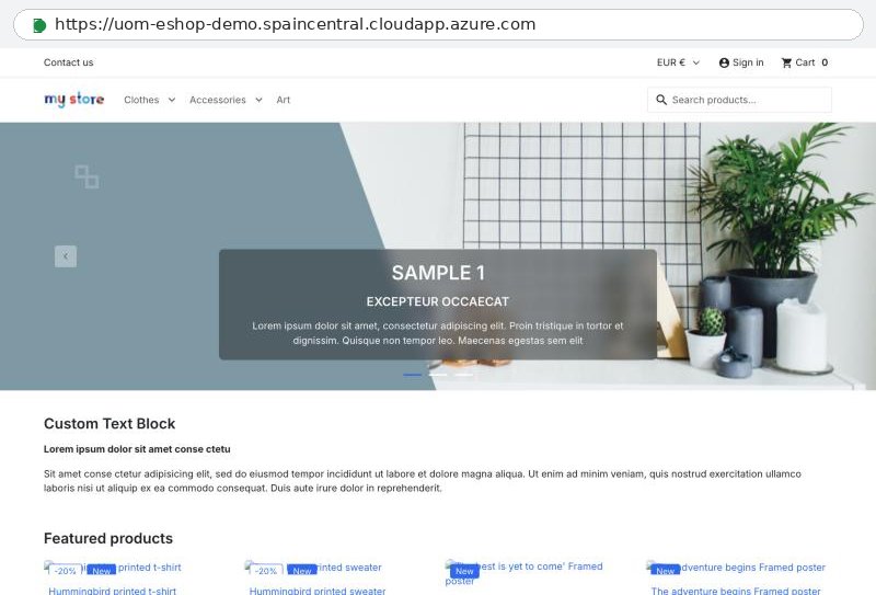 Το κατάστημα με HTTPS στο DNS name του Azure